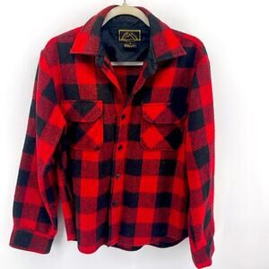 Vintage Rugged Wear wool linen blend buffalo plaid heavy weight jacket shacket M